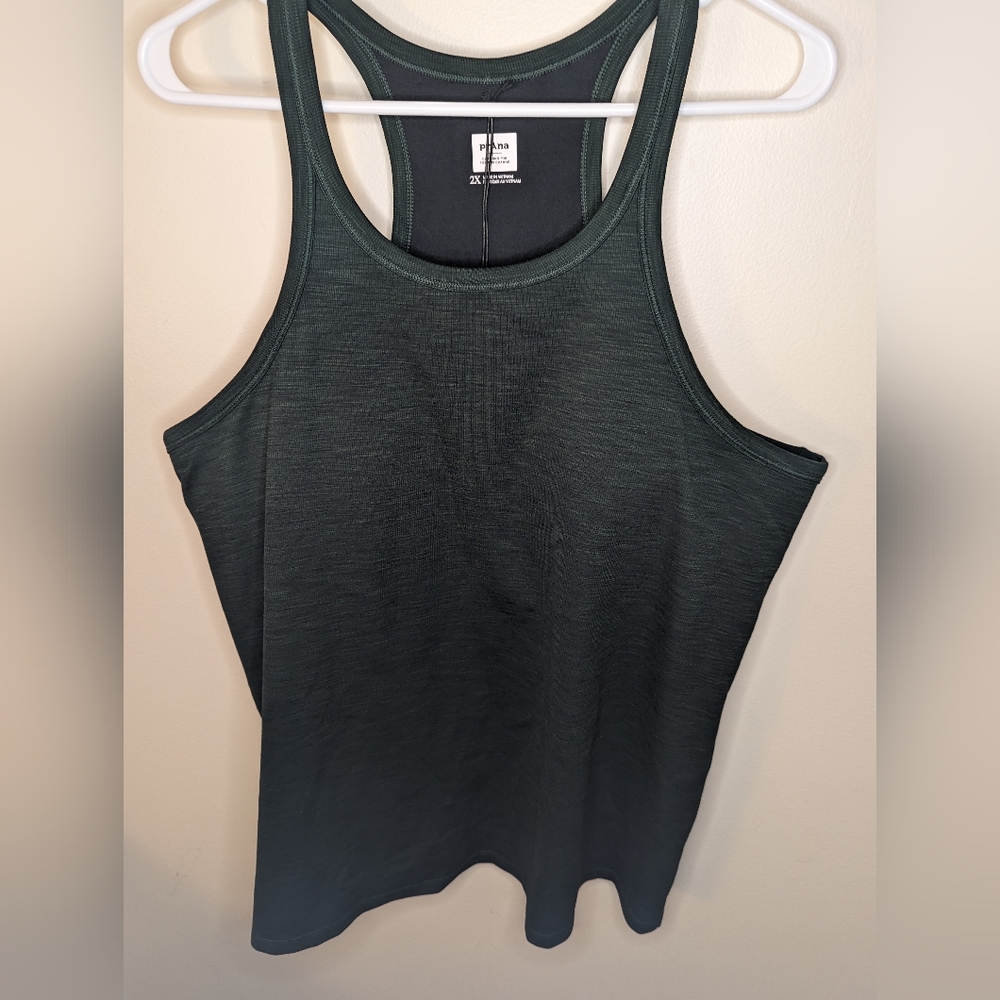 prAna Becksa Tank Plus 2X Deep Pine Heather Racerback Yoga Tank NWT